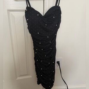 Windsor Black Mini Dress with Pearl Details